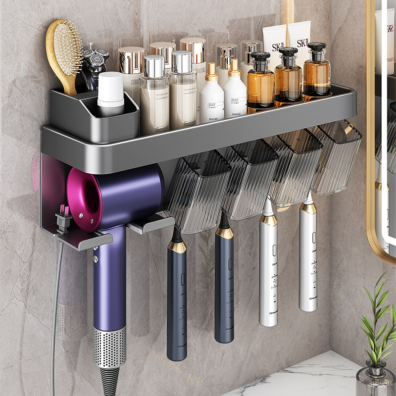 牙刷置物架免打孔卫生间漱口杯刷牙杯收纳壁挂式电动牙膏牙刷架子